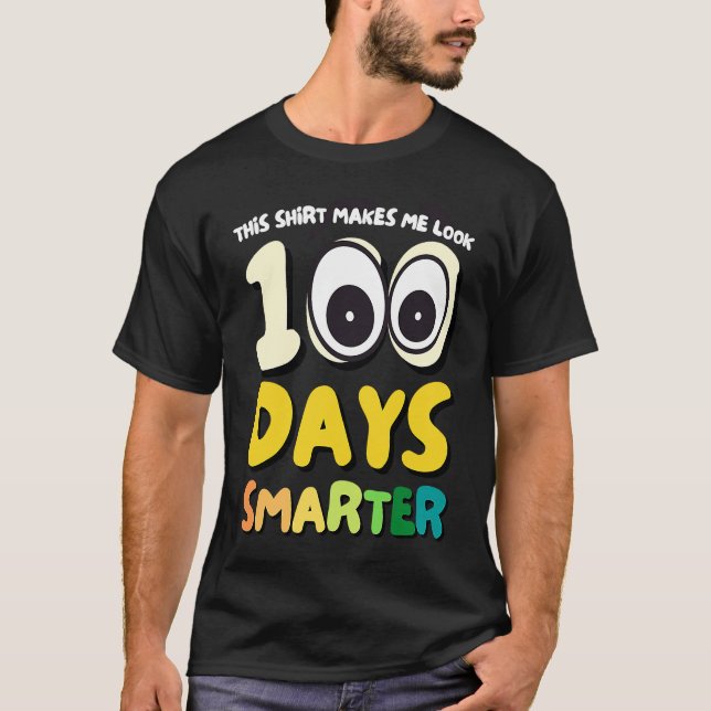100 Days Smarter Preschool Kindergarten Elementary T Shirt (Framsida)