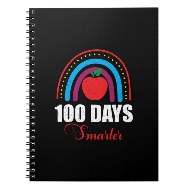 100 Days Smarter Rainbow Funny 100th Day of School Anteckningsbok (Framsidan)
