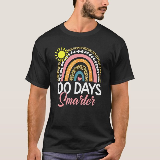 100 Days Smarter Rainbow Leopard Happy 100th Day O T Shirt (Framsida)