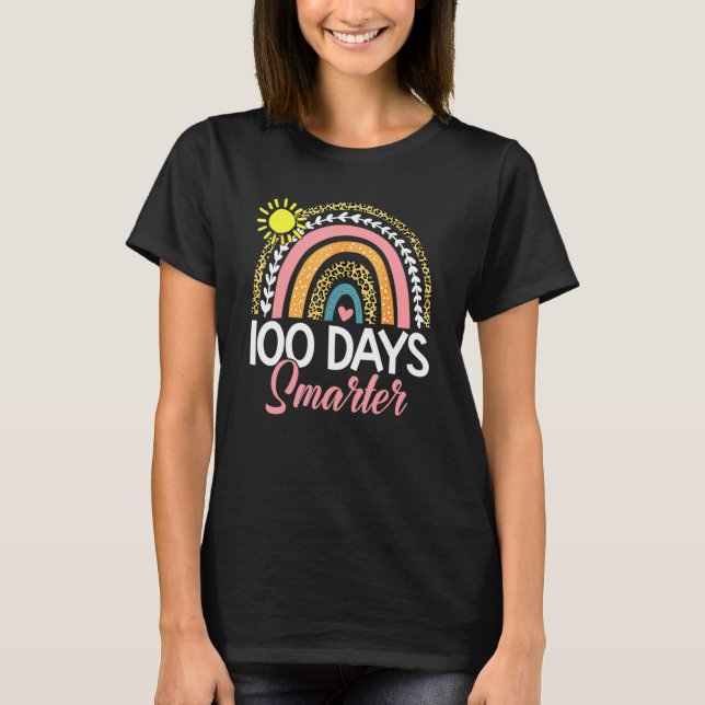 100 Days Smarter Rainbow Leopard Happy 100th Day O T Shirt (Framsida)
