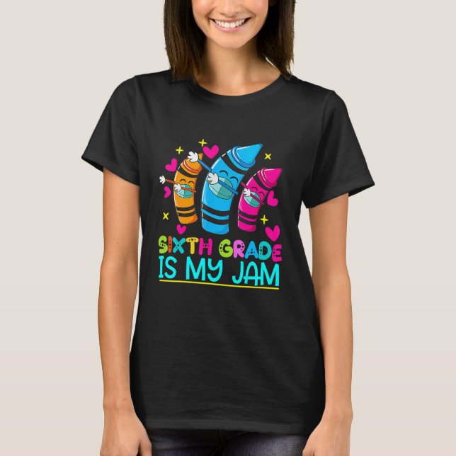 100 Days Smarter Sixth Grade Is My Jam Teacher 6th T Shirt (Framsida)