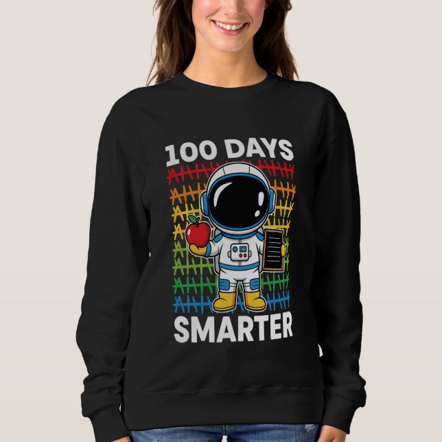 100 Days Smarter Space Astronaut 100th Day School  T Shirt (Framsida)