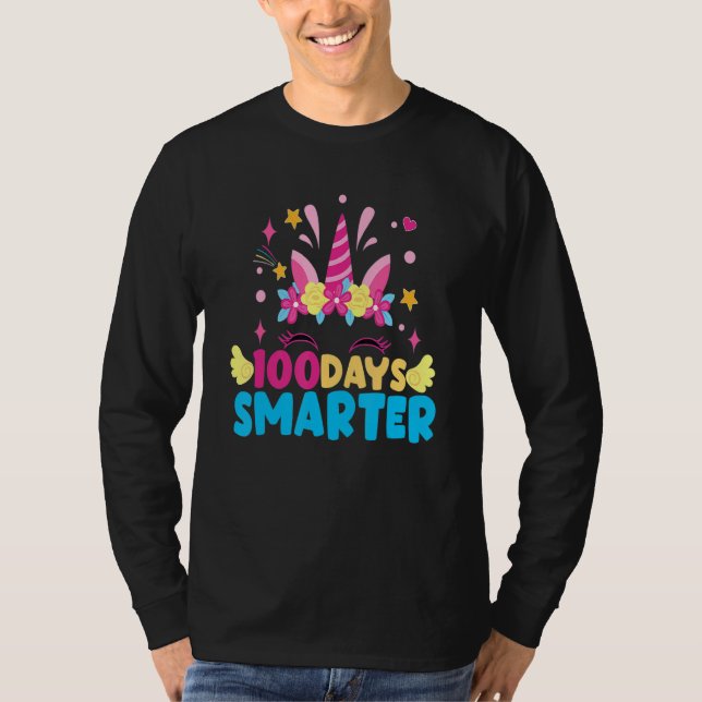 100 Days Smarter Unicorn Girls Teacher 100th Day O T Shirt (Framsida)