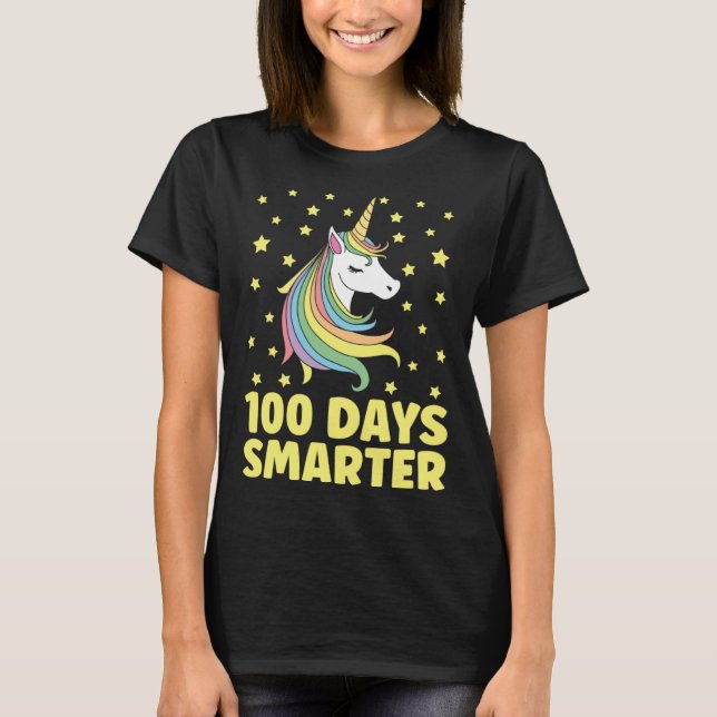 100 Days Smarter Unicorn Teacher Girls 100th Day o T Shirt (Framsida)