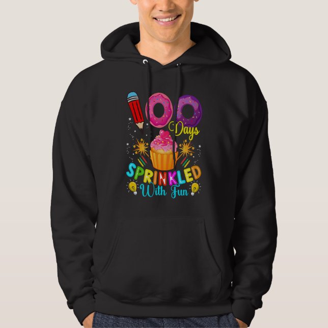 100 Days Sprinkled With Fun Cupcake 100th Day Of S Hoodie (Framsida)