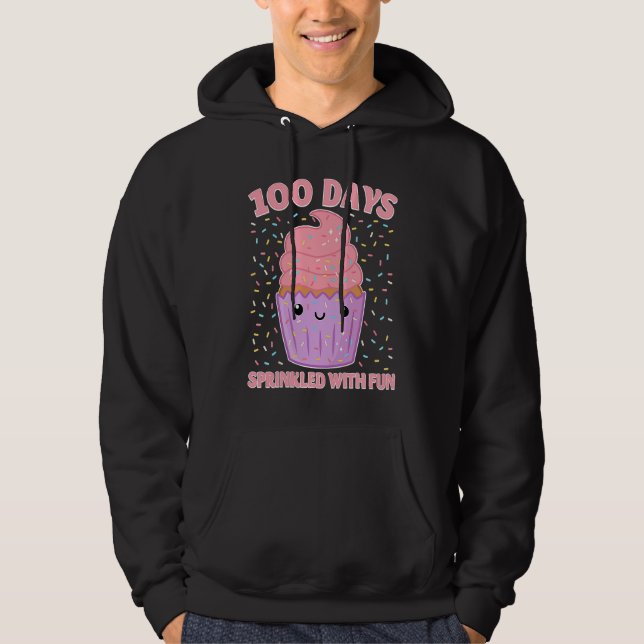 100 Days Sprinkled With Fun Cupcake 100th Day Of S Hoodie (Framsida)