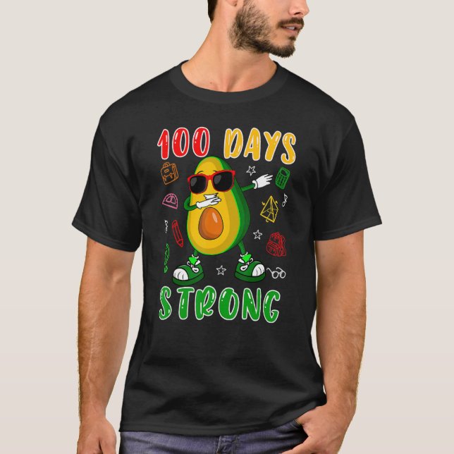 100 Days Strong Dabbing Avocado Sunglasses 100 Day T Shirt (Framsida)