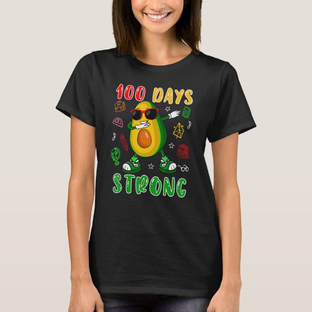 100 Days Strong Dabbing Avocado Sunglasses 100 Day T Shirt (Framsida)