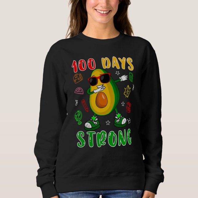 100 Days Strong Dabbing Avocado Sunglasses 100 Day T Shirt (Framsida)