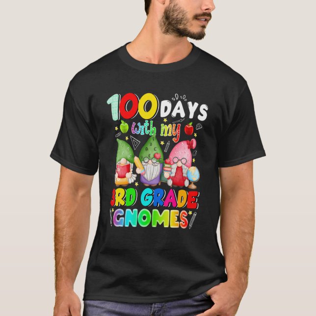 100 Days With My 3rd Grade Gnomies Gnome 100th Day T Shirt (Framsida)