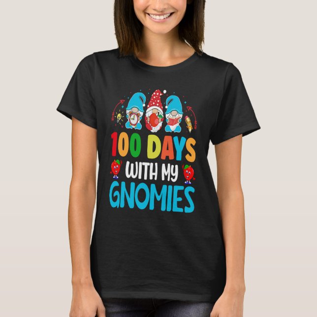 100 Days With My Gnomies 100 Days Of School Studen T Shirt (Framsida)