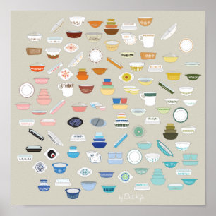 100 delar av Pyrex - beige Poster