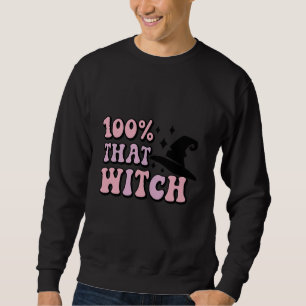 100 Den Häxan Retro Halloween Kuslig Säsong Boho  Lång Ärmad Tröja