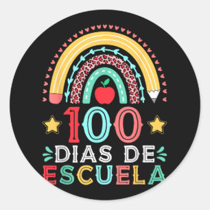 100 Dias De Escuela Rainbow Spain Teacher Runt Klistermärke