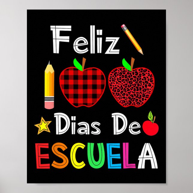100 dias de Escuela Spanska Lycklig 100-dagen Poster (Framsidan)
