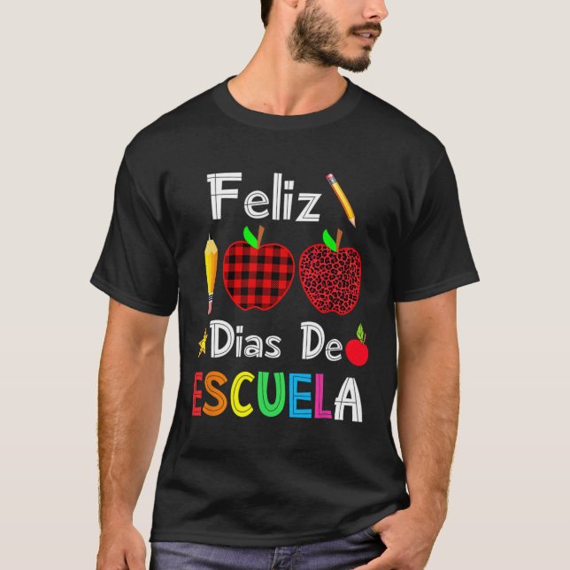 100 dias de Escuela Spanska Lycklig 100-dagen T Shirt (Framsida)