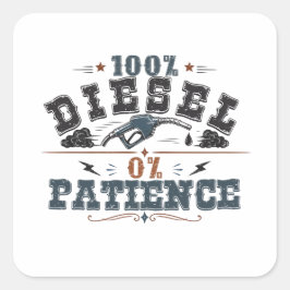 100% Diesel 0% Patience Vintage Graphic Fyrkantigt Klistermärke