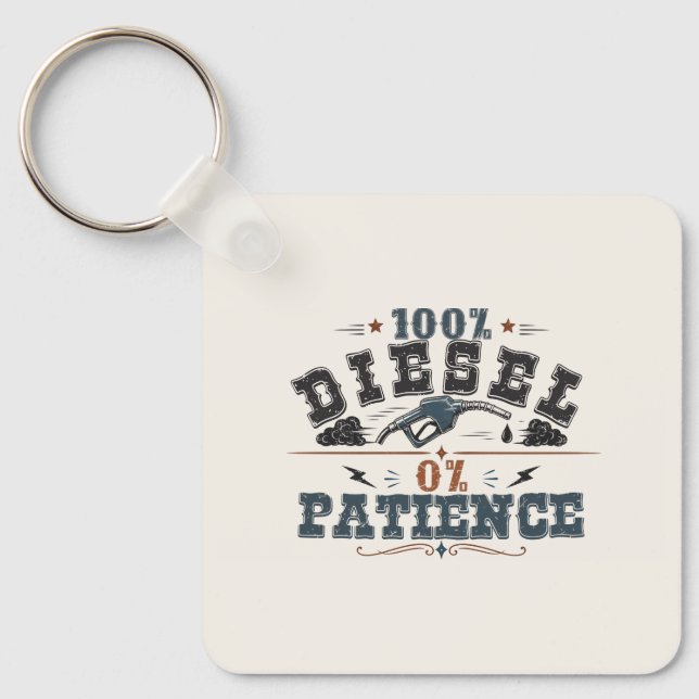 100% Diesel 0% Patience Vintage Graphic Nyckelring (Framsida)