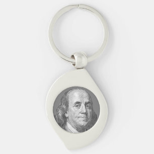 100 dollar, Benjamin Franklin Swirl Silverfärgad Nyckelring