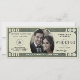 100 dollar Bill Photo Bröllop Inbjudningar