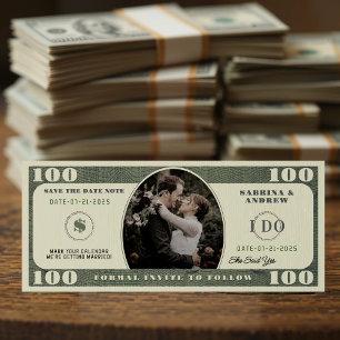 100 dollar Bill Photo Bröllop Spara Datumet