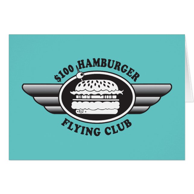100 dollar Hamburger - Flygande Klubb Hälsningskort (Framsidan Horizontal)