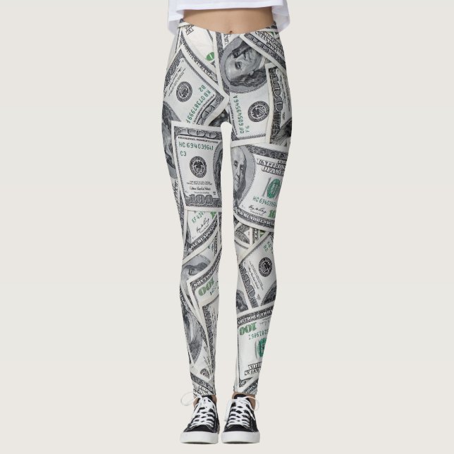 100 dollar i bakgrunden. leggings (Framsida)