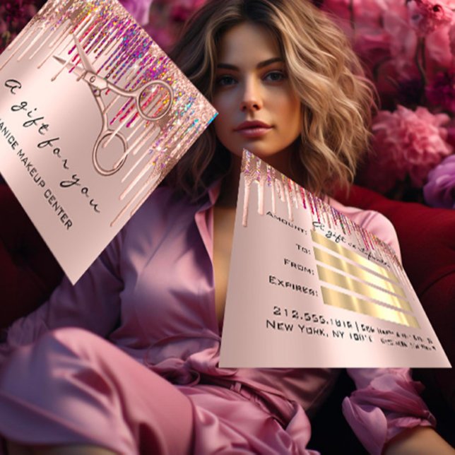 100 Drivrutiner för hairdresser Holograph-kort Visitkort (100 Gift Certificate Hairdresser Holograph Drips)