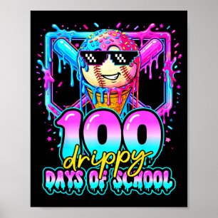 100 droppiga skol dagar baseball glass 100:e poster