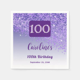 100:e Chicen Lila Glitter Napkins Pappersservett