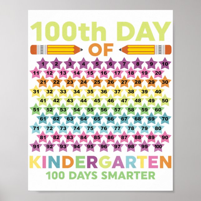 100:e dagen för Kindergarten Smarter Kid Student T Poster (Framsidan)