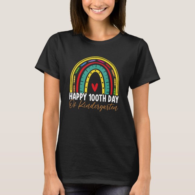 100:e dagen för skolan förskolelärare Boho regn T Shirt (Framsida)