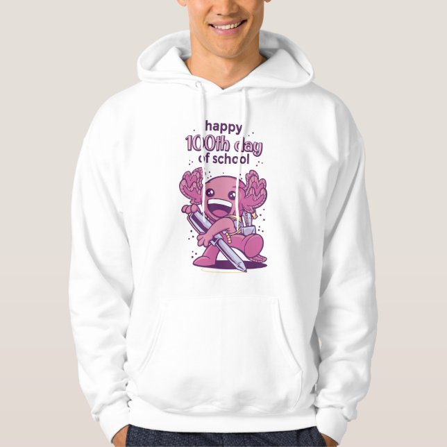 100:e dagen för skolinbjudan hoodie (Framsida)