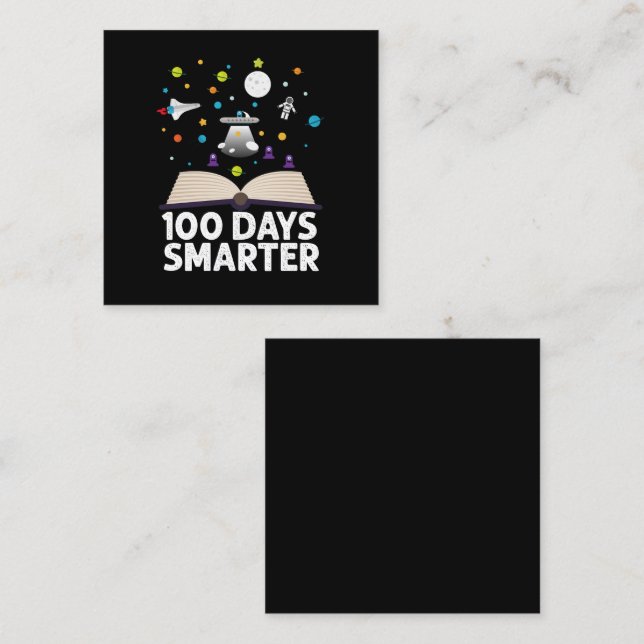 100:e dagen i skolan 100 dagar smartare böcker Rym Fyrkantigt Visitkort (Fram/baksida)