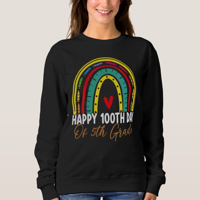 100:e dagen i skolan 5:e klass lärare Boho regnbåg T Shirt (Framsida)