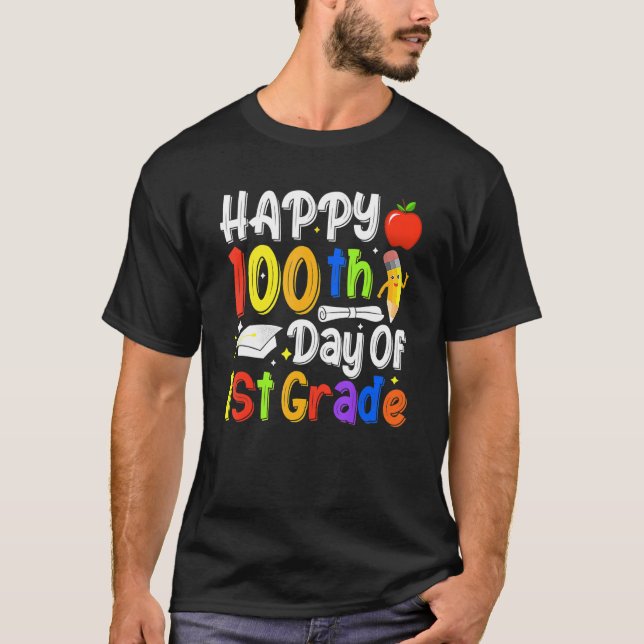 100:e dagen i skolan Barn Lärare Glad 100 dagar  T Shirt (Framsida)