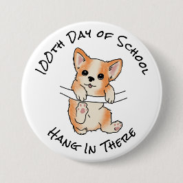 100:e dagen i skolan Häng kvar Söt Corgi Rolig Knapp