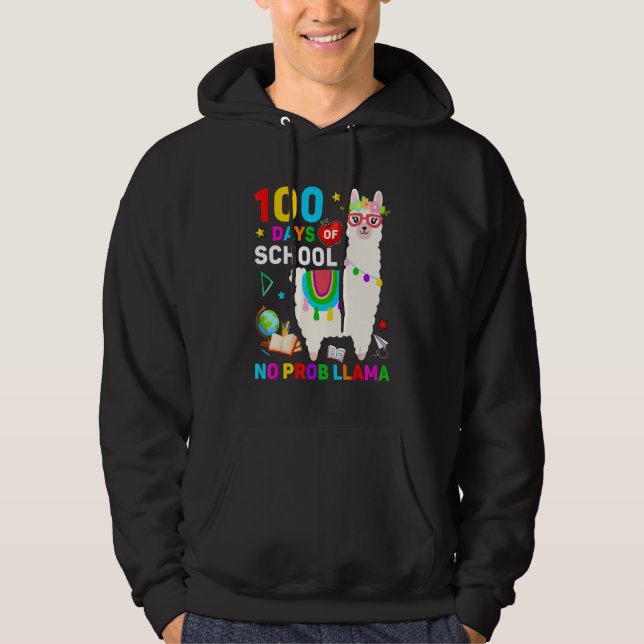 100:e dagen i skolan Inget problem Lama 100 dagar  Hoodie (Framsida)