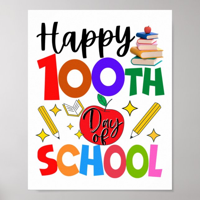 100:e dagen i skolan lärare elever barn 100 dag poster (Framsidan)