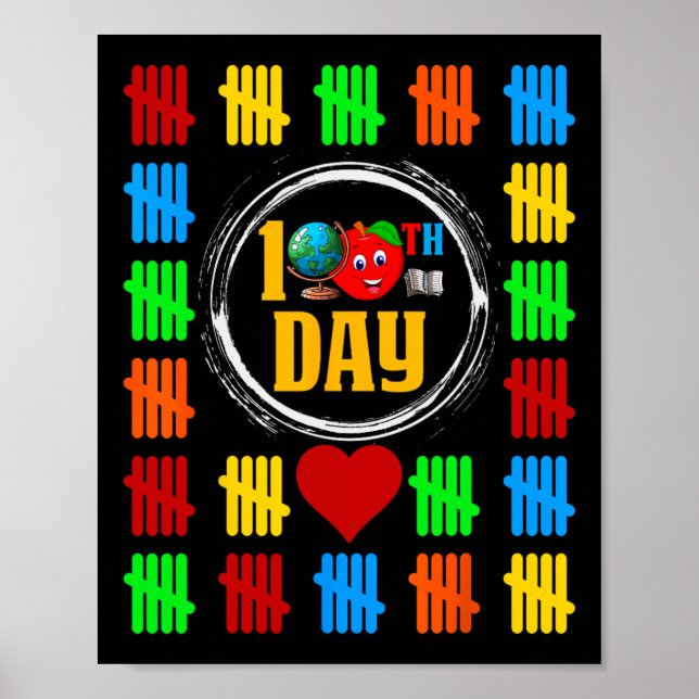 100:e dagen i skolan Räkna streckmarkeringar 100 d Poster (Framsidan)