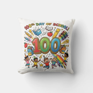 100:e dagen skolans färgglada firande design – kudde