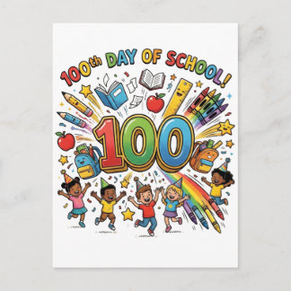 100:e dagen skolans färgglada firande design – vykort