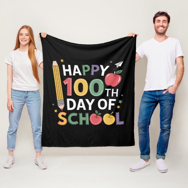 100:e dagen skollärare Glad 100 dagar Fleecefilt (På plats)