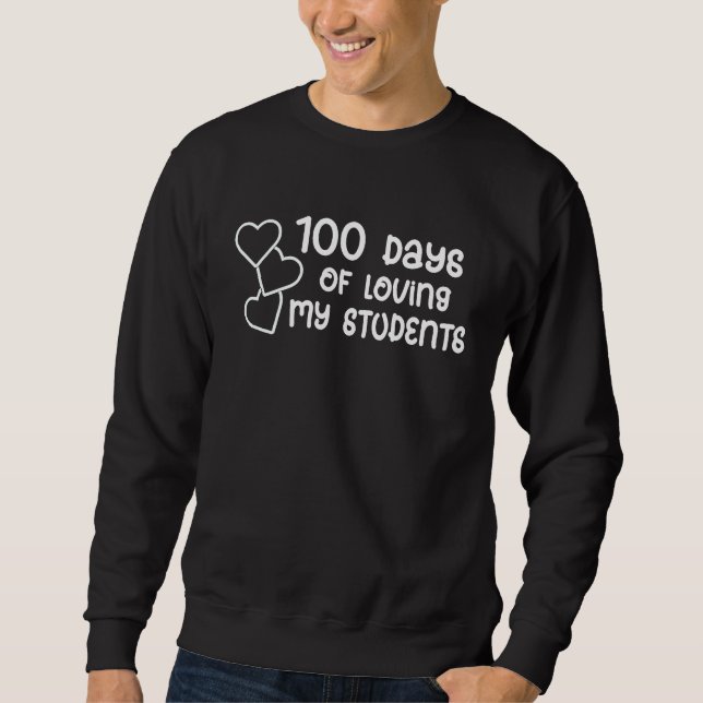 100:e dagen skollärare glada 100 dagar lång ärmad tröja (Framsida)