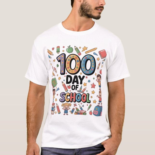 100:e dagen skoltröja | Färgglada barn &  T Shirt (Framsida)