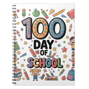 100:e dagens roliga T-shirt för skolan Färgglada Anteckningsbok