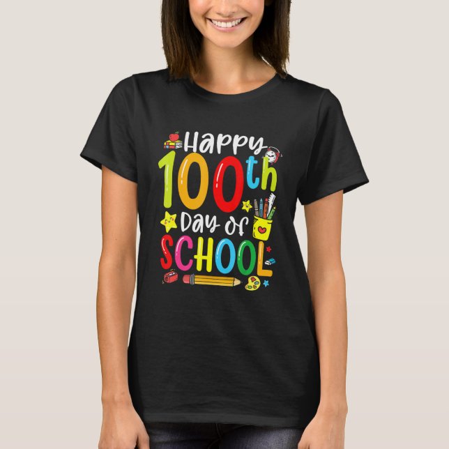 100:e dagens skoltröja för lärare Barn Glad  T Shirt (Framsida)