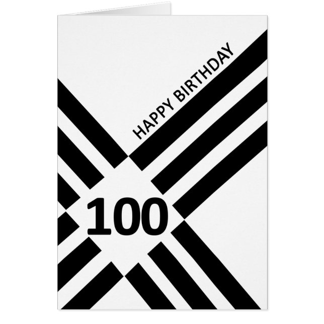 100:e diagonaldagen för svart linjekonstruktion hälsningskort (Framsidan)