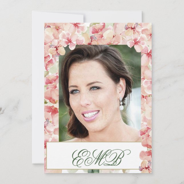 100:e Eleganten Foto Blommigt Birthday Inbjudningar (Baksida)