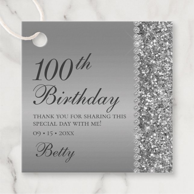 100:e Eleganten på födelsedagen Gåvor Etiketter (Framsida)